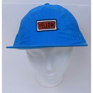 Vtg Yellow Transportation Trucking Co Nylon Blue Cap Hat Made in USA Snapback